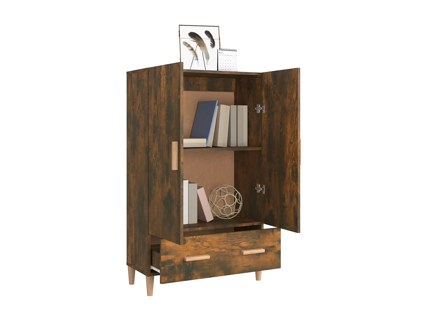 Buffet haut Chêne fumé 70x31x115 cm Bois d'ingénierie