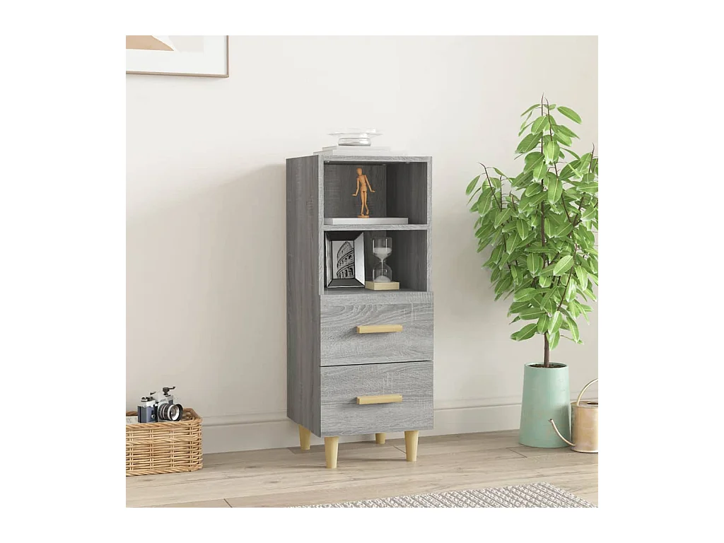 Dressoir 34,5x34x90 cm bewerkt hout grijs sonoma eikenkleurig