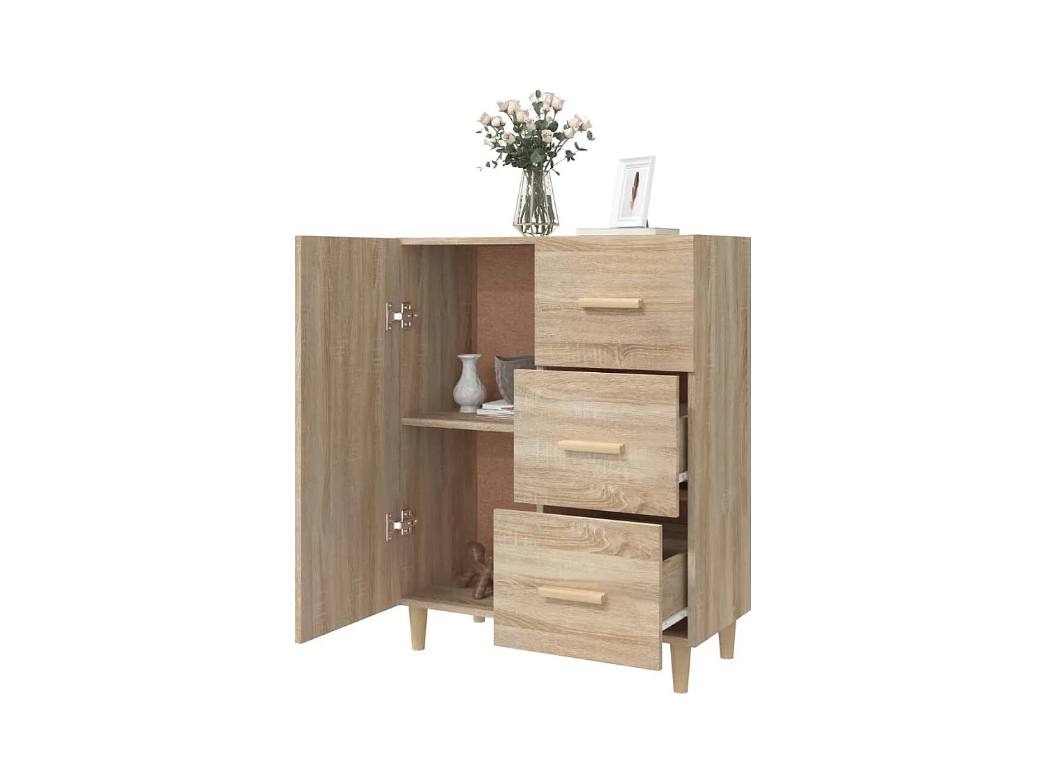 Dressoir 69,5x34x90 cm bewerkt hout sonoma eikenkleurig