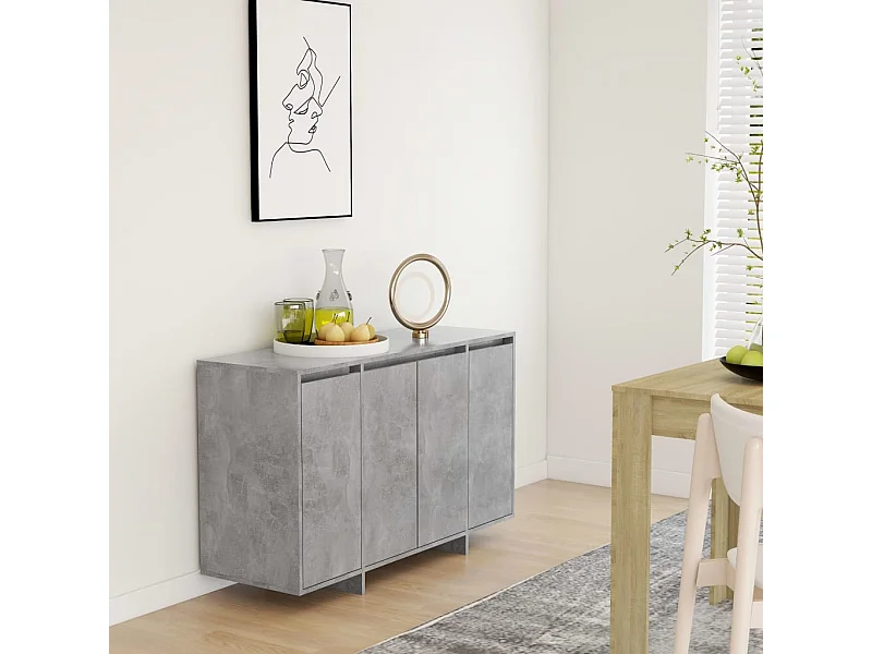 Credenza Grigio Cemento 120x41x75 cm in Truciolato