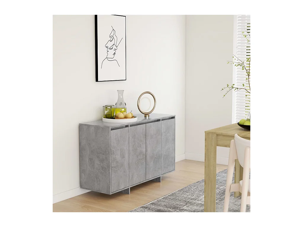 Buffet gris béton 120x41x75 cm bois d'ingénierie
