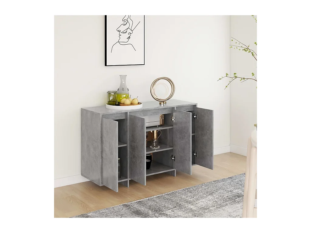 Buffet gris béton 120x41x75 cm bois d'ingénierie