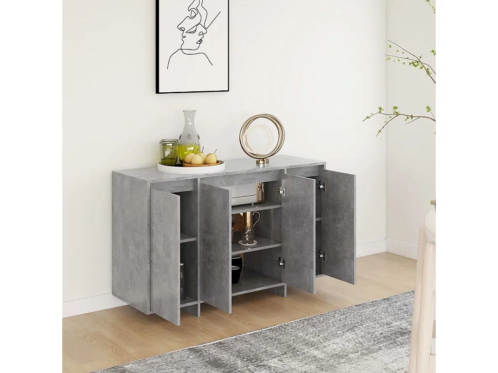 Credenza Grigio Cemento 120x41x75 cm in Truciolato