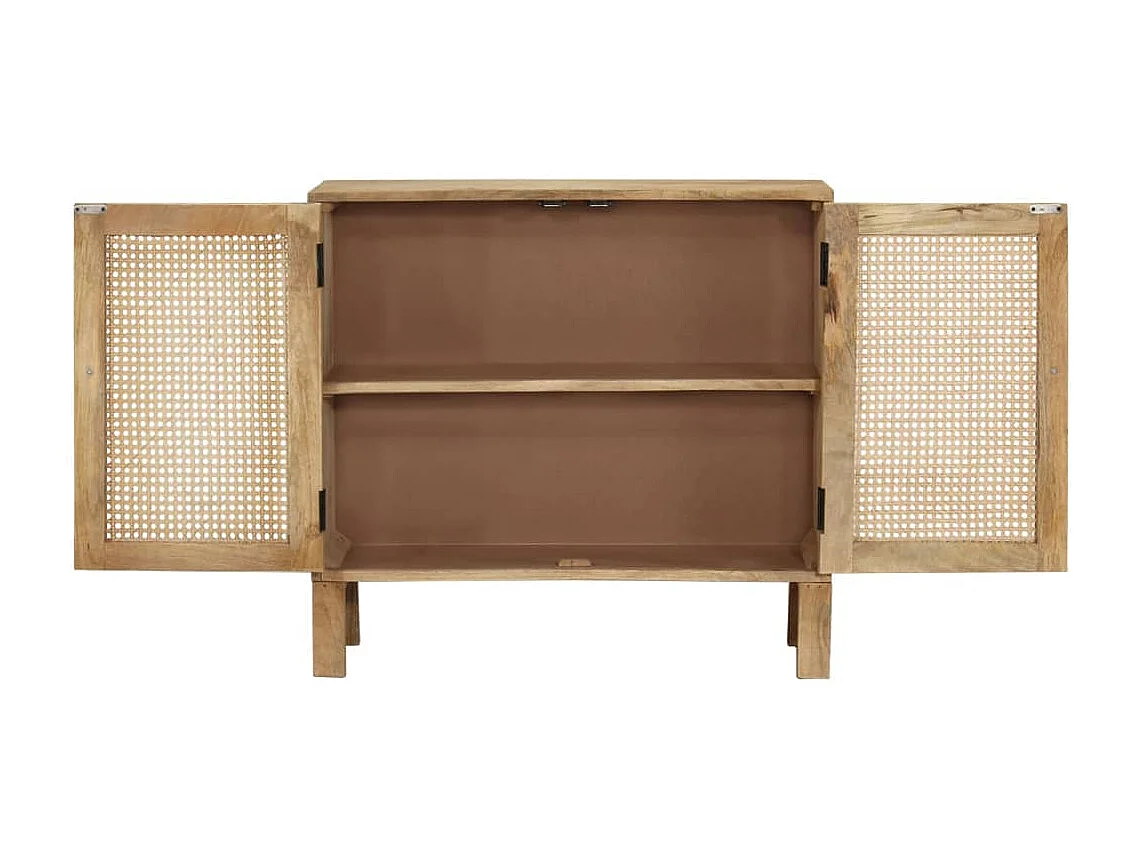 Sideboard 80x30x73 cm Mango Massivholz und Rohrgeflecht