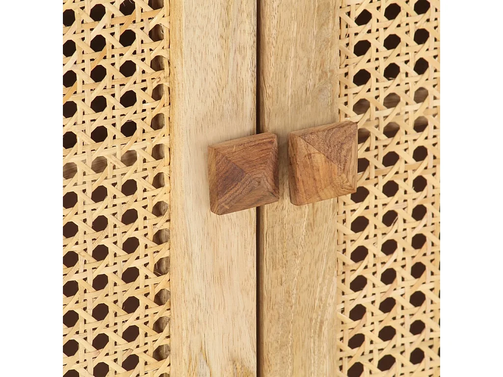 Sideboard 80x30x73 cm Mango Massivholz und Rohrgeflecht