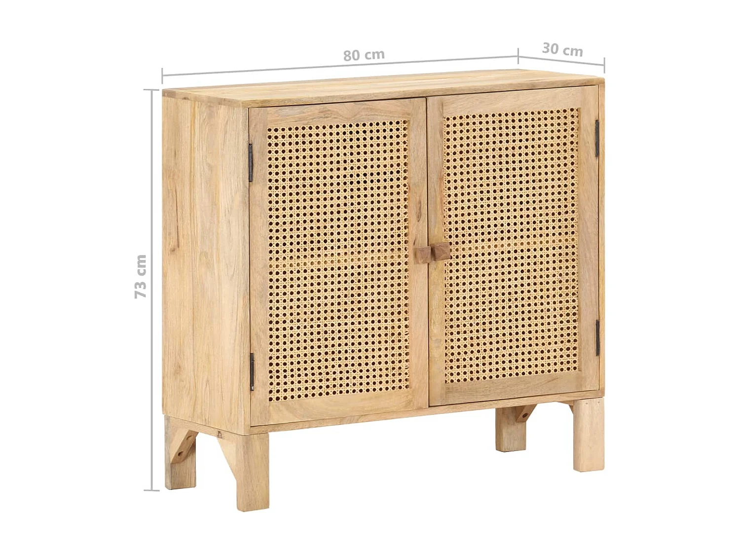 Sideboard 80x30x73 cm Mango Massivholz und Rohrgeflecht
