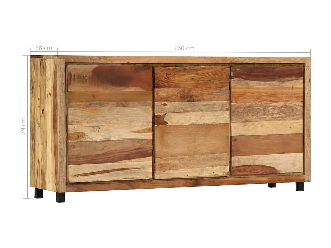 Armário de apoio 160x38x79 cm madeira recuperada maciça