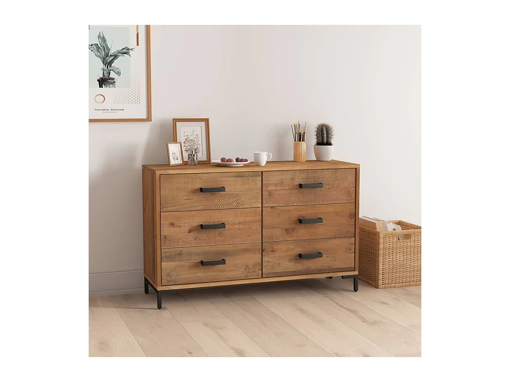 Sideboard Braun 110x35x70 cm Massivholz Kiefer