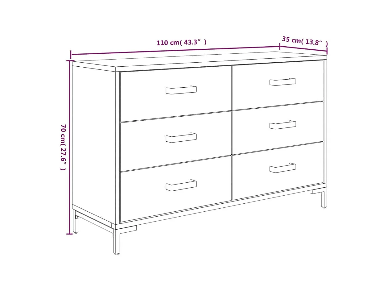 Sideboard Braun 110x35x70 cm Massivholz Kiefer