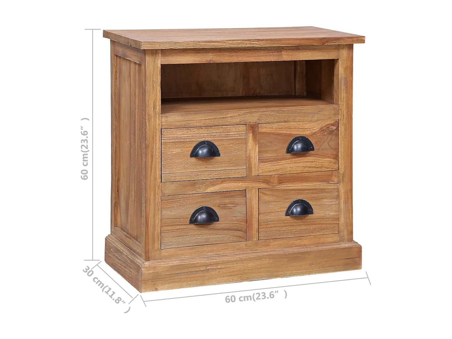 Beistellschrank 60 x 30 x 60 cm Massivholz Teak