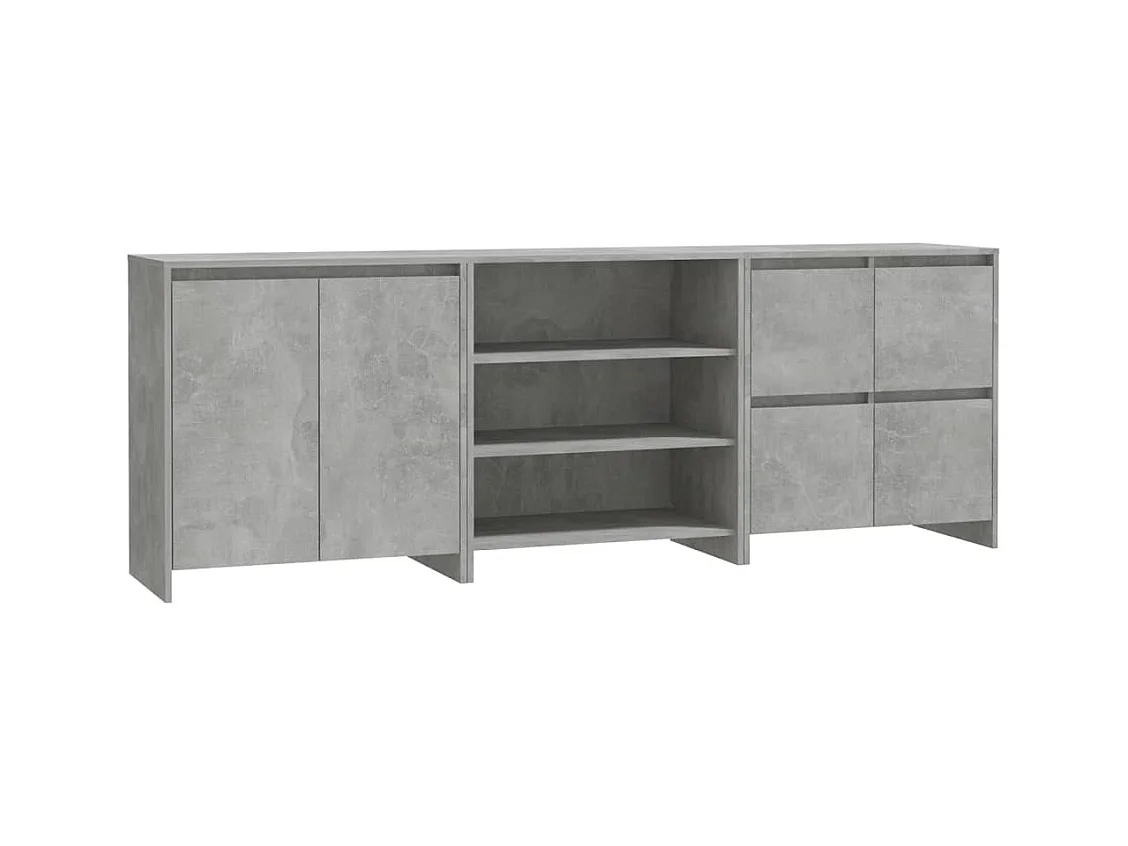 Buffets 3 pcs Gris béton Bois d'ingénierie