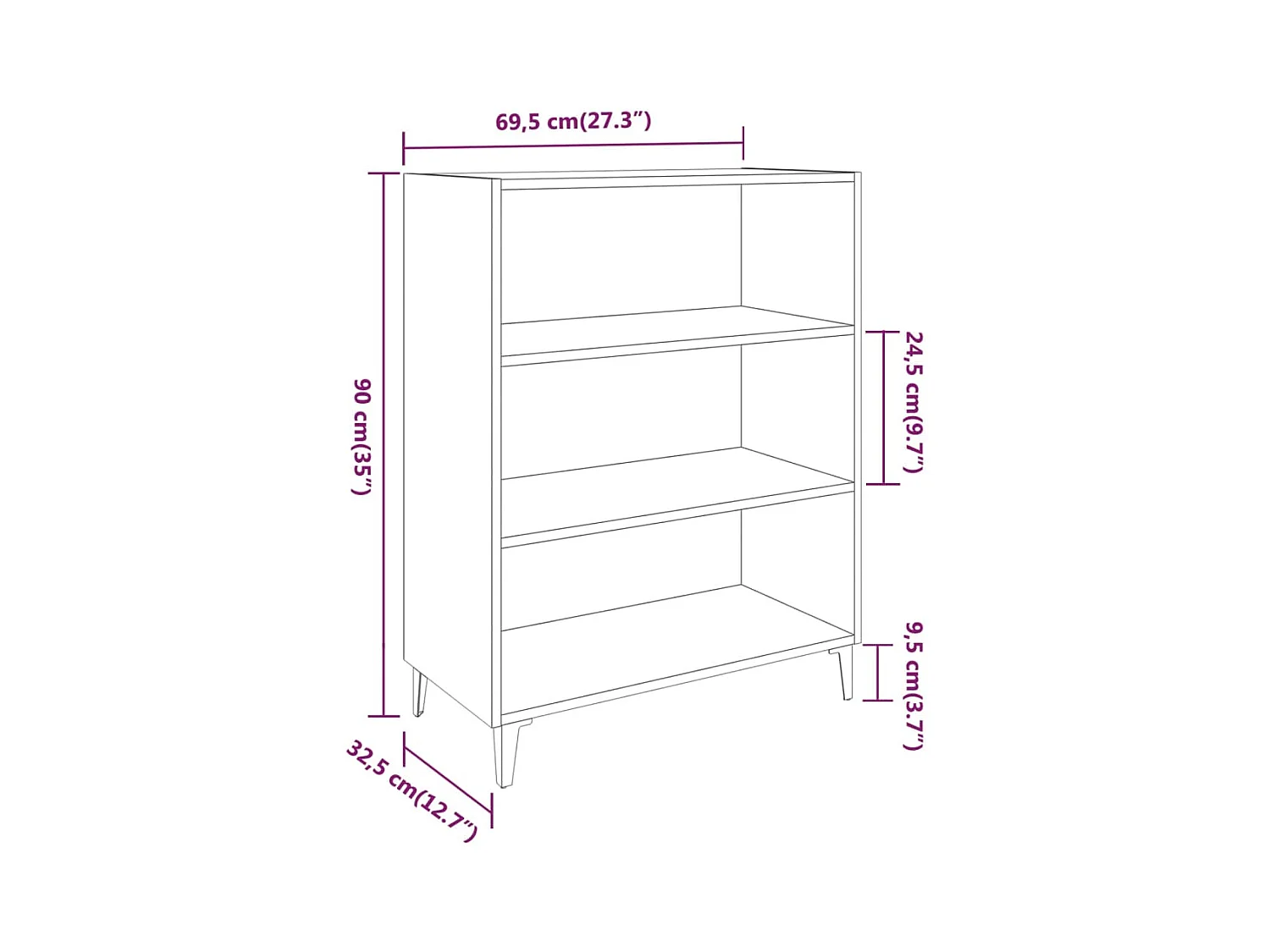 Buffet Chêne sonoma 69,5x32,5x90 cm Bois d'ingénierie