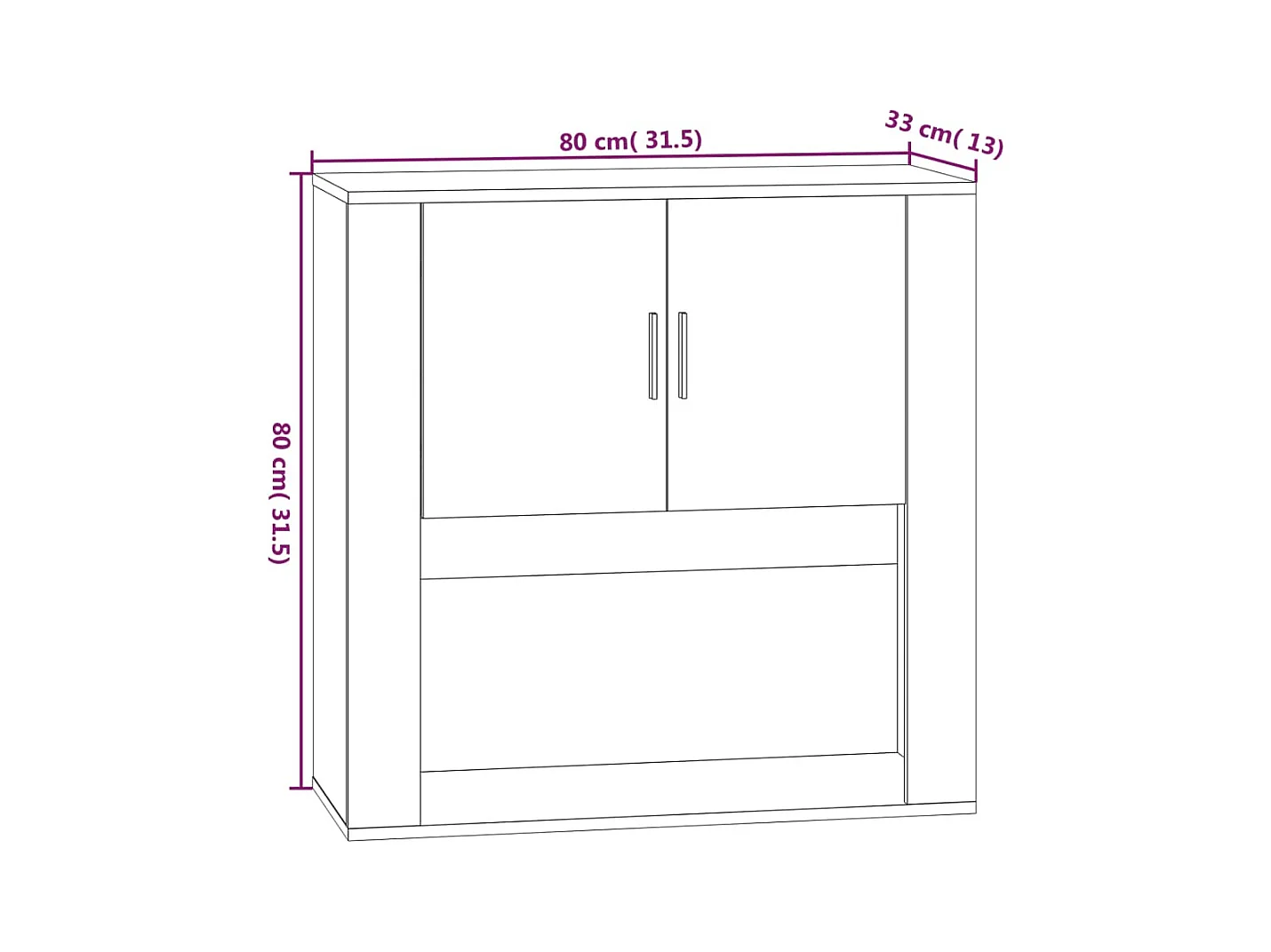 Wandkast 80x33x80 cm bewerkt hout bruin eikenkleur