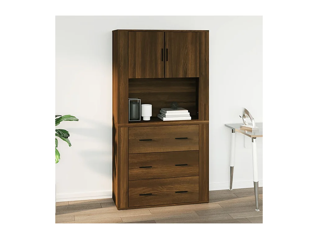 Wandkast 80x33x80 cm bewerkt hout bruin eikenkleur