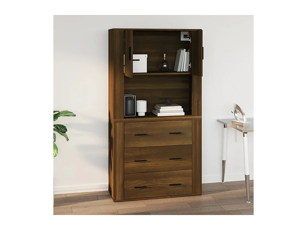 Wandkast 80x33x80 cm bewerkt hout bruin eikenkleur