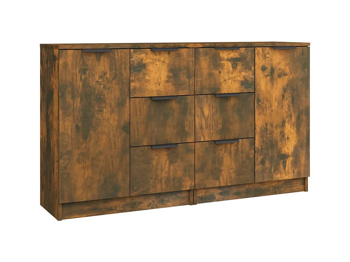 Buffets 2 pcs Chêne fumé 60x30x70 cm Bois d'ingénierie