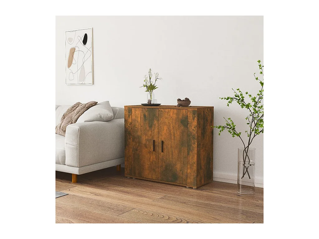 Buffet Chêne fumé 80x33x70 cm Bois d'ingénierie