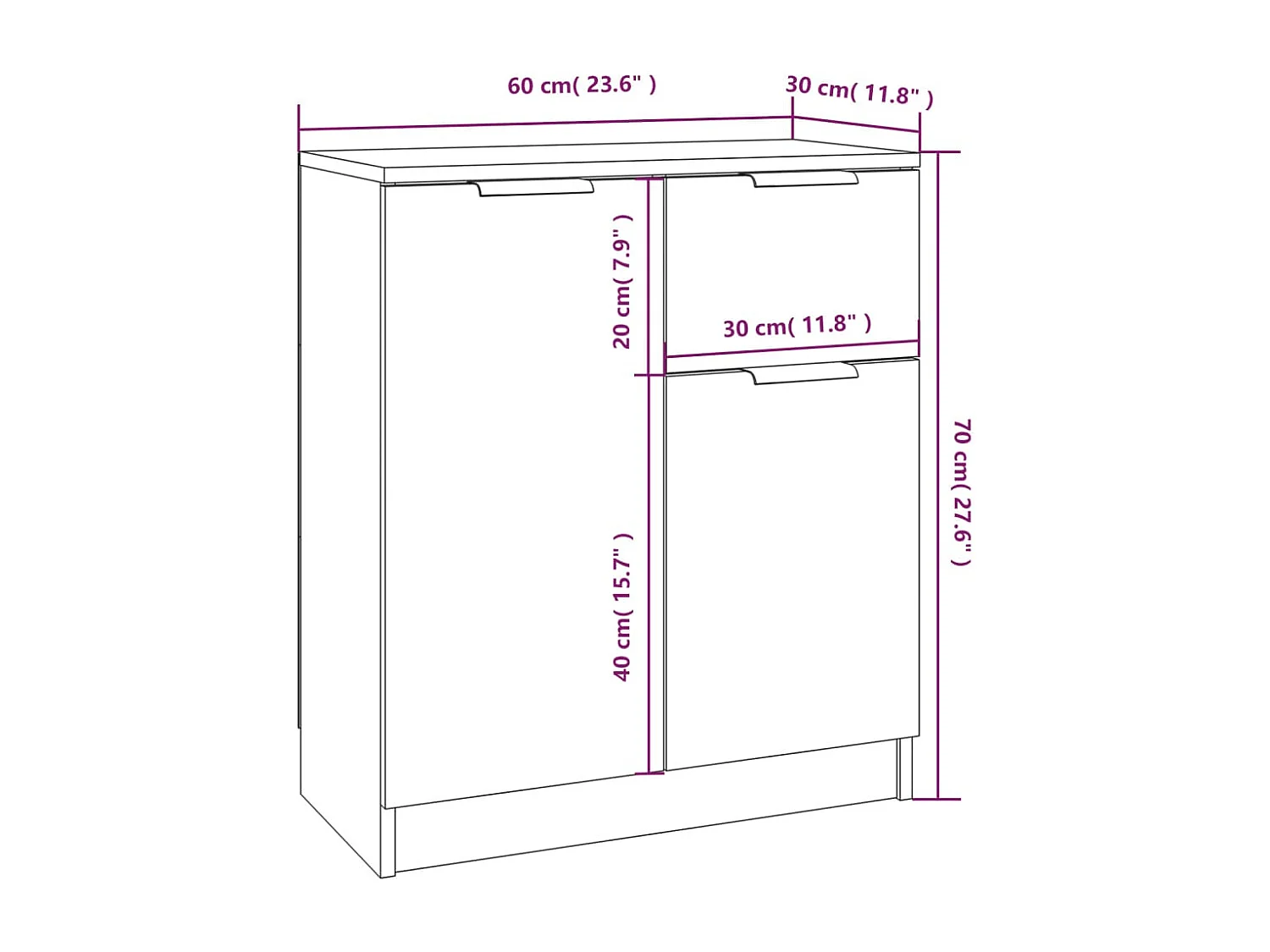 Buffet Gris béton 60x30x70 cm Bois d'ingénierie