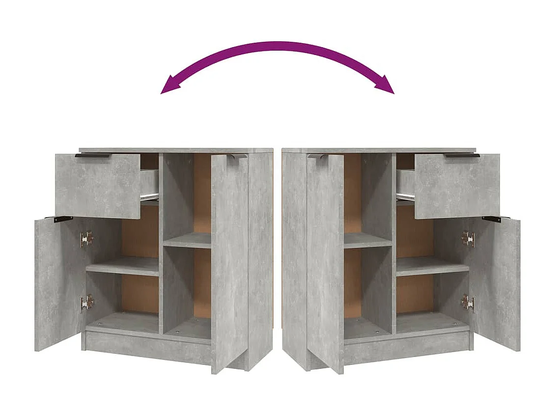 Buffet Gris béton 60x30x70 cm Bois d'ingénierie