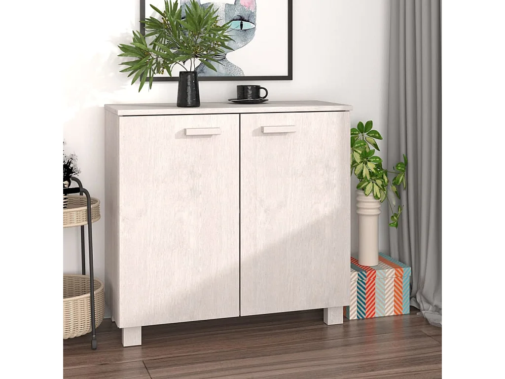 Sideboard HAMAR Weiß 85x35x80 cm Massivholz Kiefer