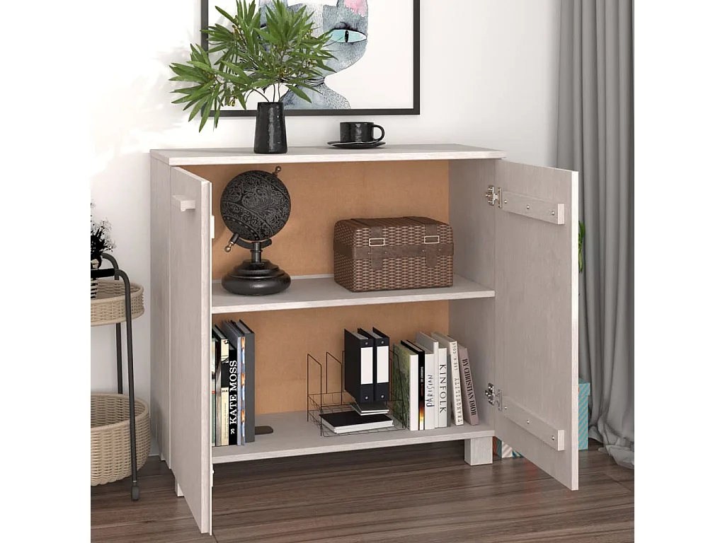 Sideboard HAMAR Weiß 85x35x80 cm Massivholz Kiefer