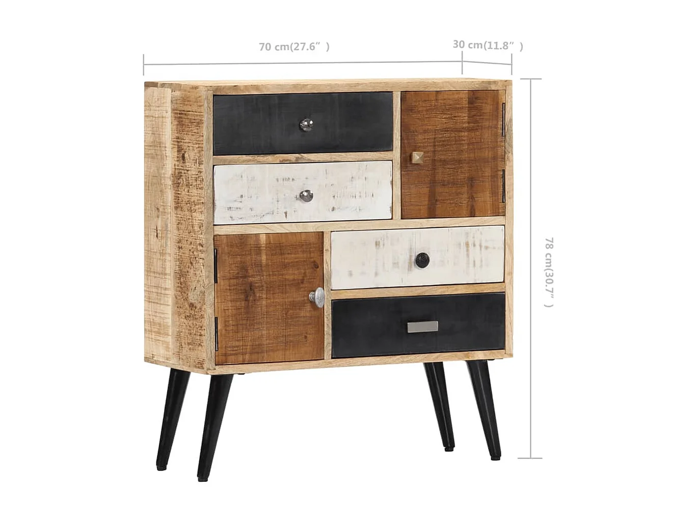 Buffet 70x30x78 cm Bois de manguier massif