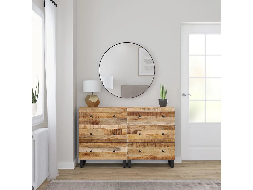 Buffets 2 pcs 60x33x75 cm Bois de manguier brut