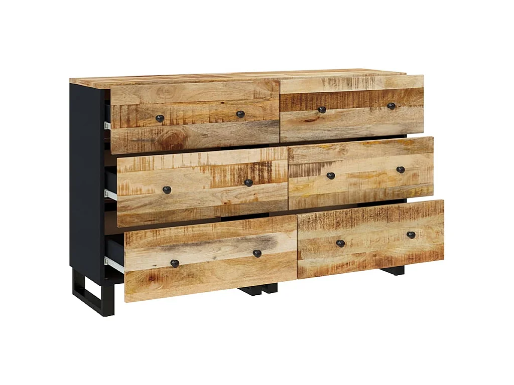 Buffets 2 pcs 60x33x75 cm Bois de manguier brut