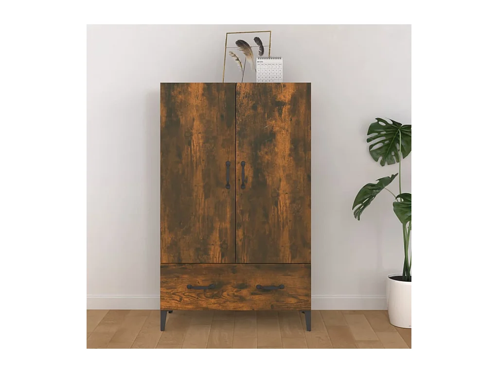 Buffet haut Chêne fumé 70x31x115 cm Bois d'ingénierie