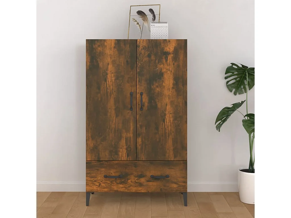 Buffet haut Chêne fumé 70x31x115 cm Bois d'ingénierie