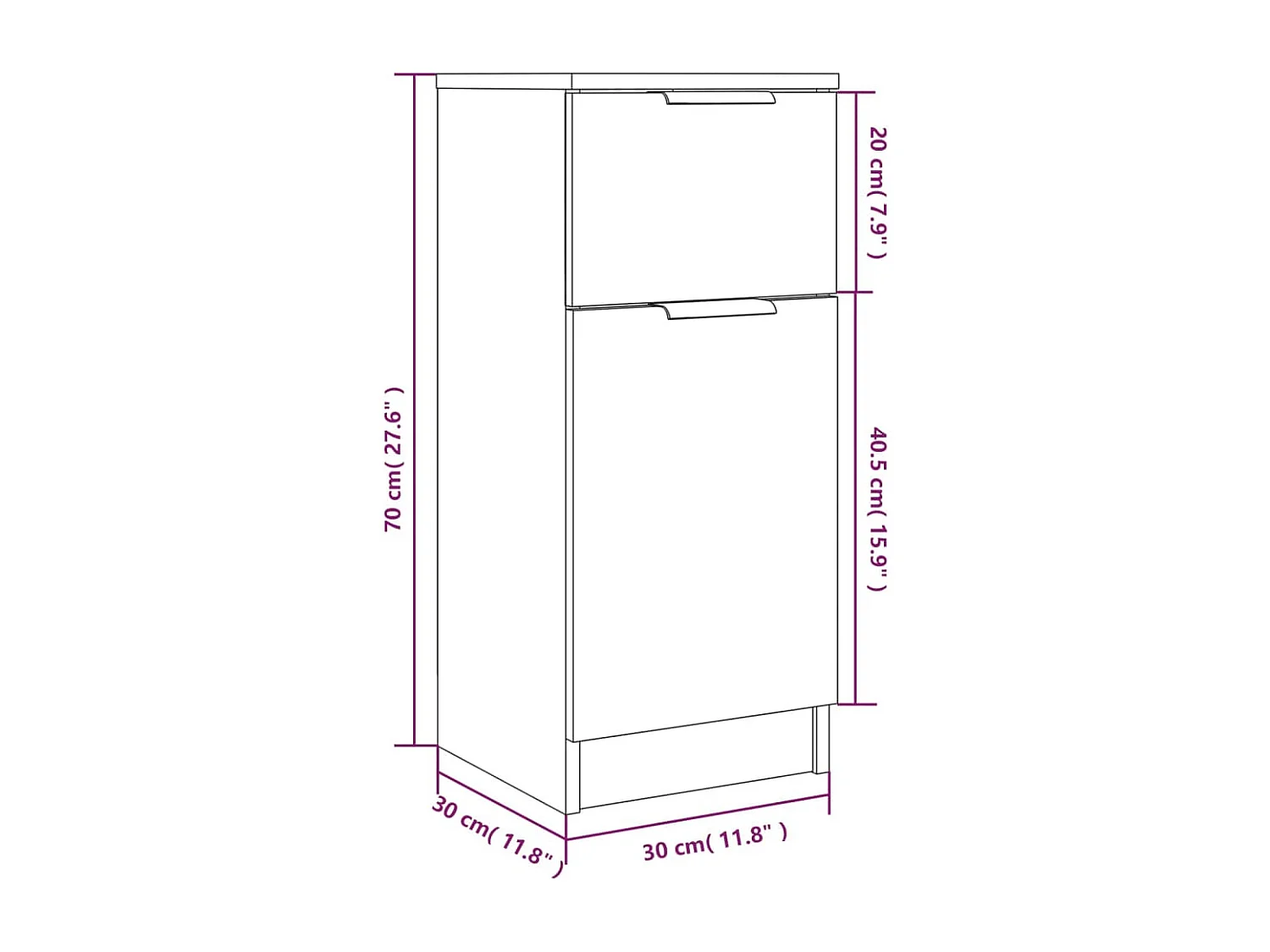 Buffets 2 pcs Chêne fumé 30x30x70 cm Bois d'ingénierie