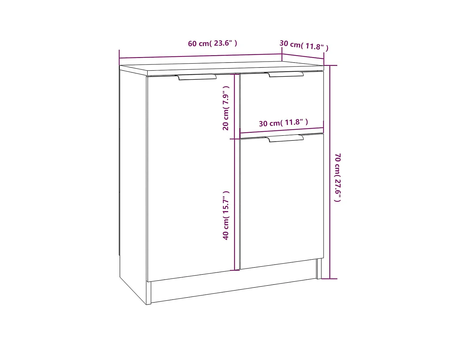 Buffet Chêne sonoma 60x30x70 cm Bois d'ingénierie