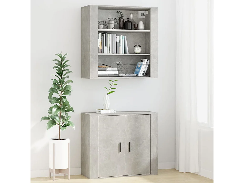 Armoire murale Gris béton 80x33x80 cm Bois d'ingénierie