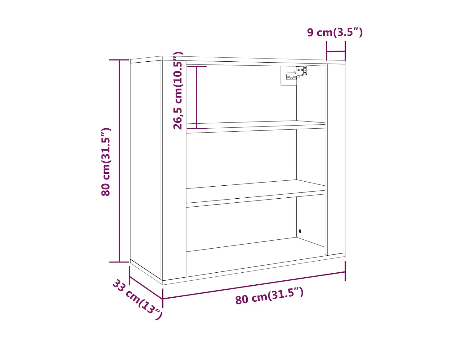 Wandkast 80x33x80 cm bewerkt hout betongrijs