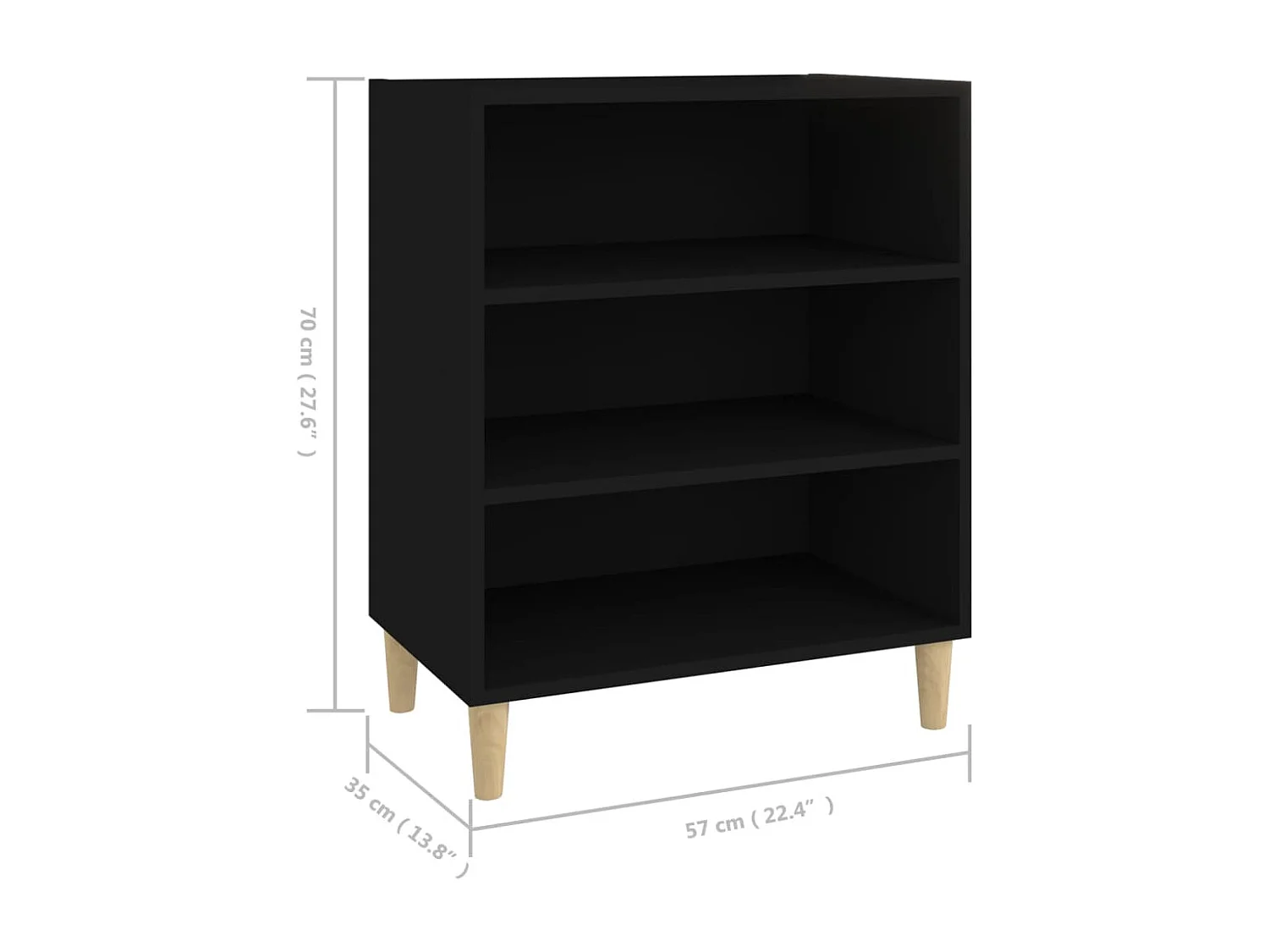 Buffet noir 57x35x70 cm bois d’ingénierie
