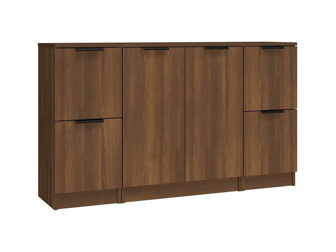 Buffets 3 pcs Chêne marron Bois d'ingénierie