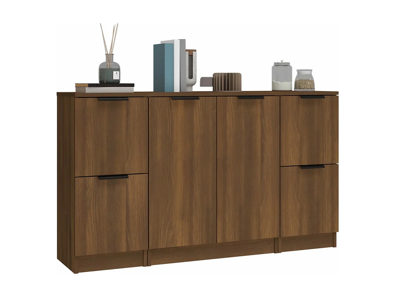 Credenze 3 pz Rovere Marrone in Legno Multistrato