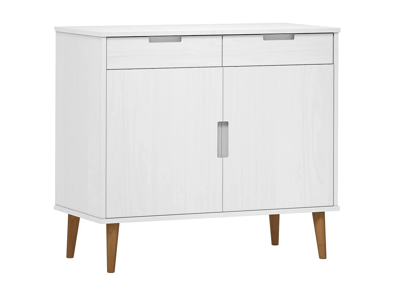 Sideboard MOLDE Weiß 90x40x80 cm Massivholz Kiefer