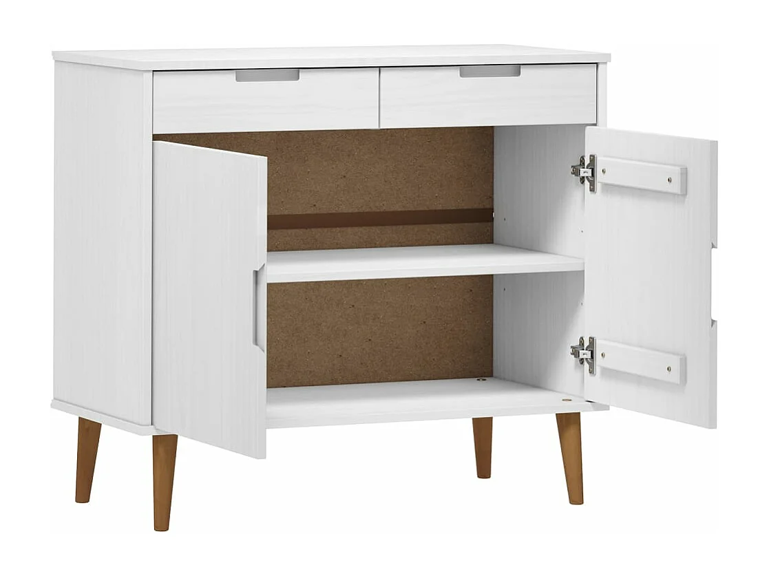 Sideboard MOLDE Weiß 90x40x80 cm Massivholz Kiefer