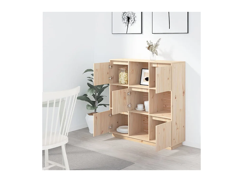 Highboard 110,5x35x117 cm Massivholz Kiefer