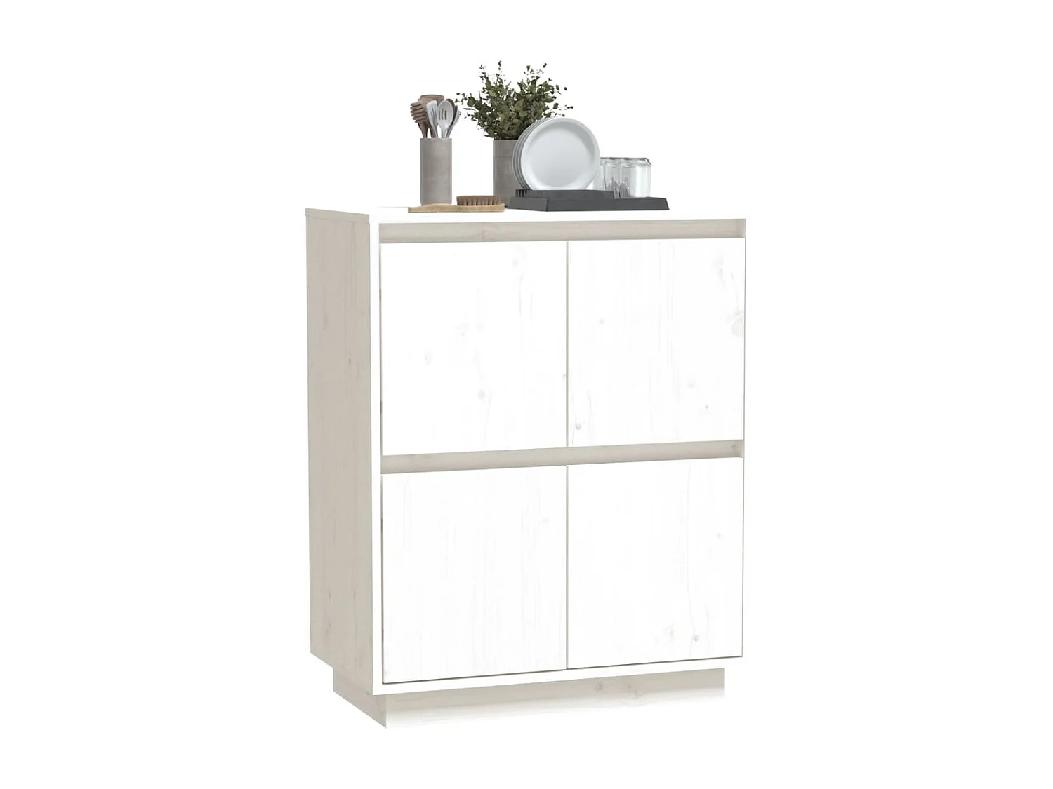 Sideboard Weiß 60x34x75 cm Massivholz Kiefer