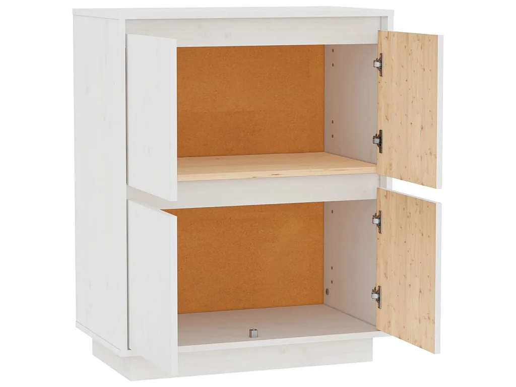 Credenza Bianca 60x34x75 cm in Legno Massello di Pino