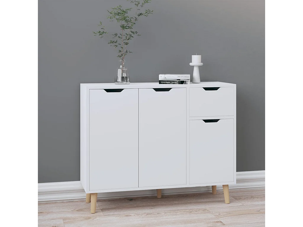 Buffet Blanc 90x30x72 cm Bois d'ingénierie