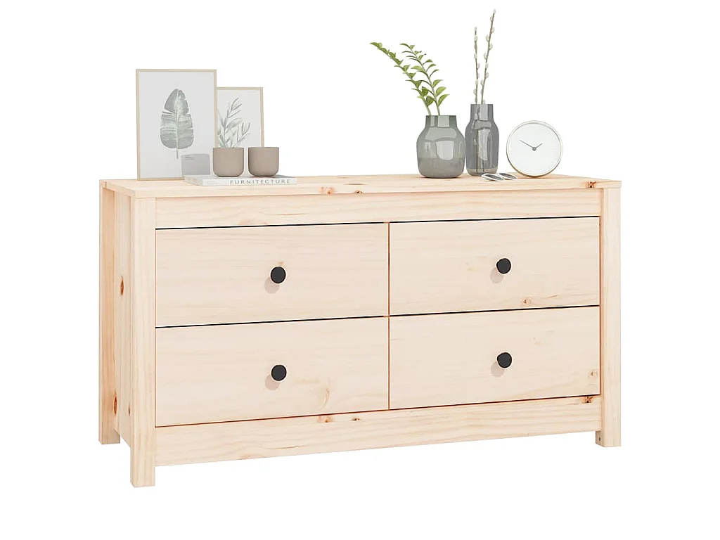 Armario auxiliar de madera maciza de pino 100x40x54 cm