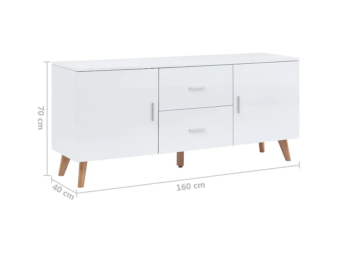 Credenza Bianca 160x40x70 cm in MDF