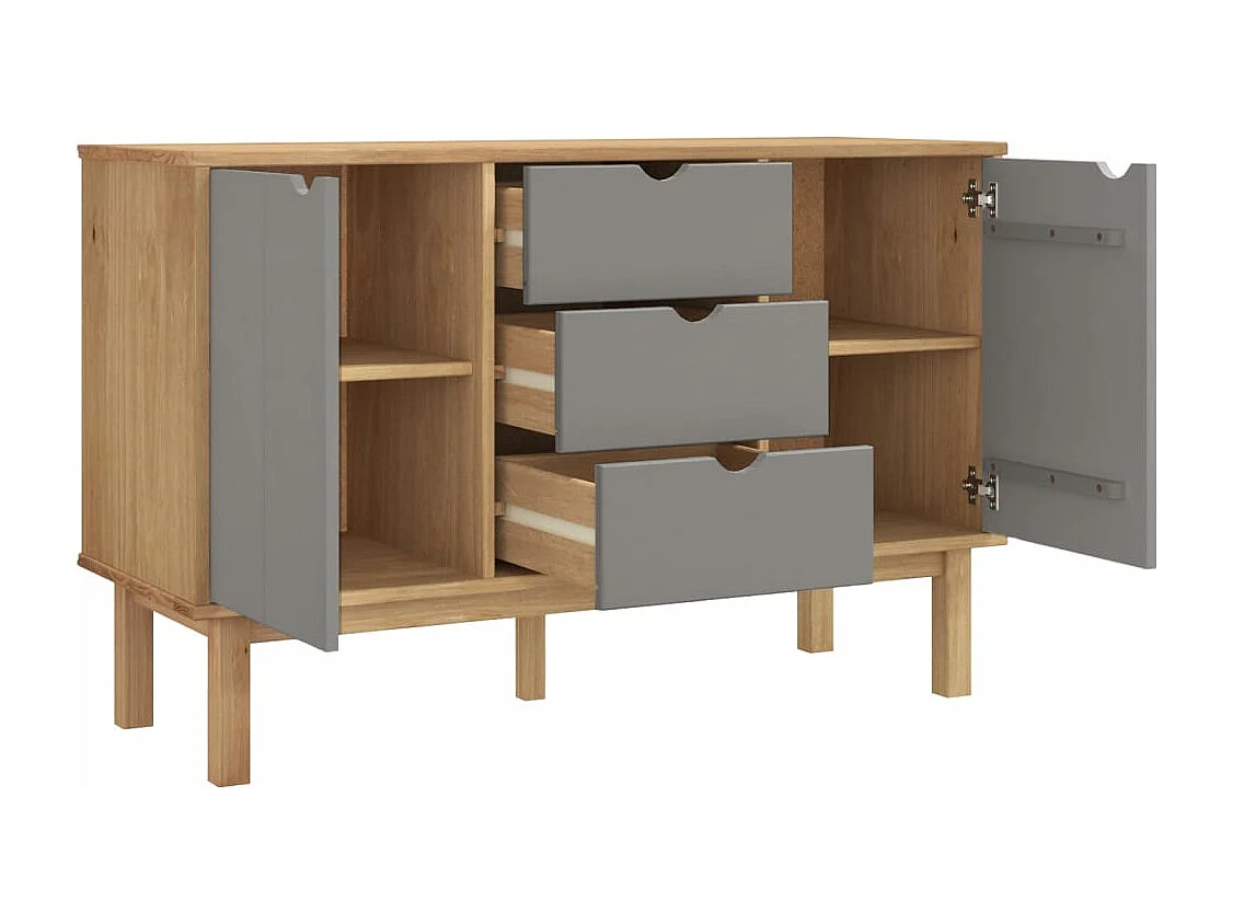 Sideboard OTTA Braun&Grau 113,5x43x73 cm Massivholz Kiefer