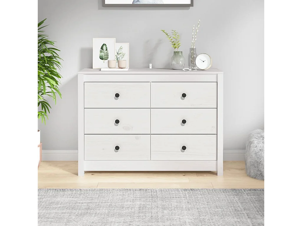 Armario auxiliar de madera maciza de pino blanco 100x40x72 cm