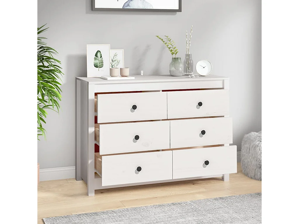 Armario auxiliar de madera maciza de pino blanco 100x40x72 cm