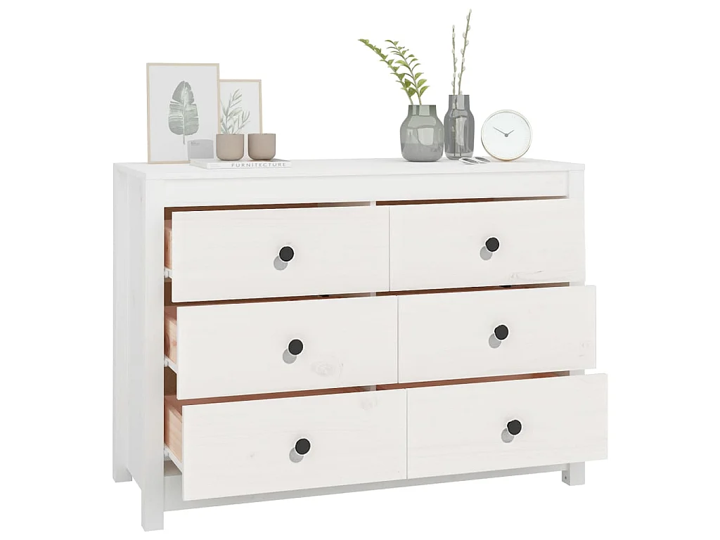 Armario auxiliar de madera maciza de pino blanco 100x40x72 cm