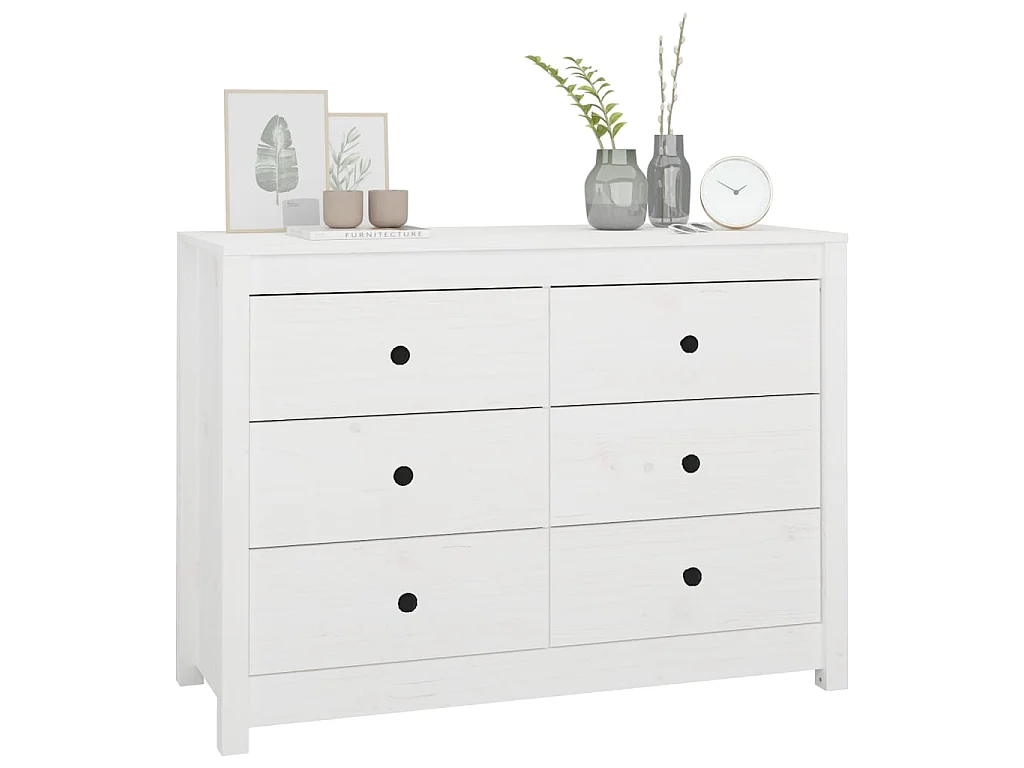 Armario auxiliar de madera maciza de pino blanco 100x40x72 cm